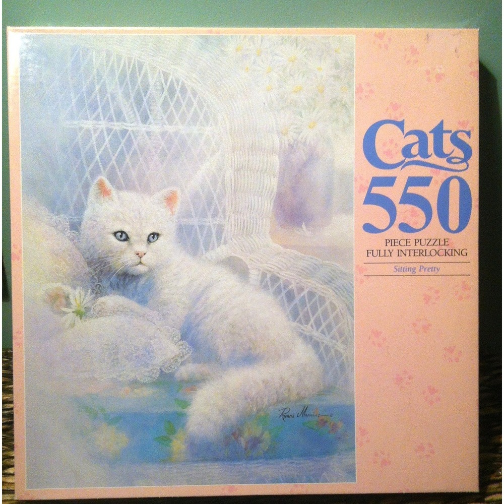 Vintage MB 550 Piece 1989 Puzzle Cats Sitting Pretty